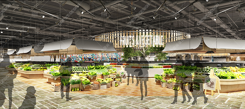 菜市场设计效果图，万维设计